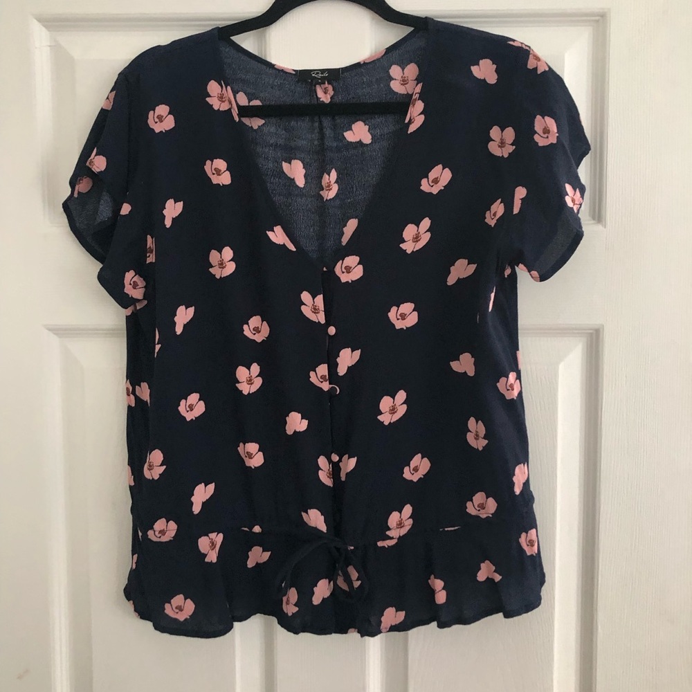 RAILS - Silk Navy Poppy NEW blouse